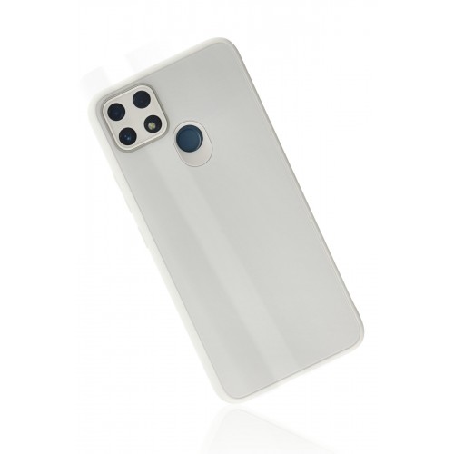 Newface Realme C25 Kılıf Glass Kapak - Beyaz Newface Realme C25 Kılıf Glass Kapak - Beyaz