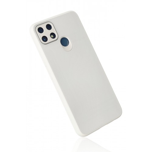 Newface Realme C25 Kılıf Glass Kapak - Beyaz Newface Realme C25 Kılıf Glass Kapak - Beyaz