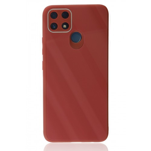 Newface Realme C25 Kılıf Glass Kapak - Bordo Newface Realme C25 Kılıf Glass Kapak - Bordo