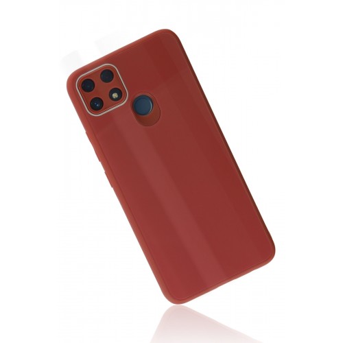Newface Realme C25 Kılıf Glass Kapak - Bordo Newface Realme C25 Kılıf Glass Kapak - Bordo