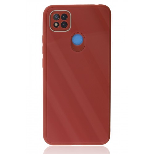 Newface Xiaomi Redmi 9C Kılıf Glass Kapak - Bordo Newface Xiaomi Redmi 9C Kılıf Glass Kapak - Bordo