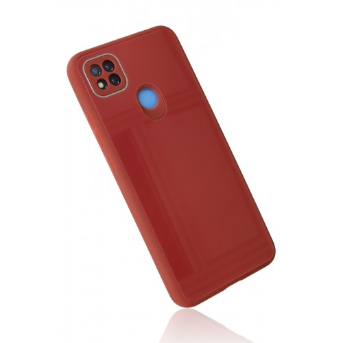 Newface Xiaomi Redmi 9C Kılıf Glass Kapak - Bordo Newface Xiaomi Redmi 9C Kılıf Glass Kapak - Bordo