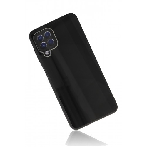 Newface Samsung Galaxy A12 Kılıf Glass Kapak - Siyah Newface Samsung Galaxy A12 Kılıf Glass Kapak - Siyah