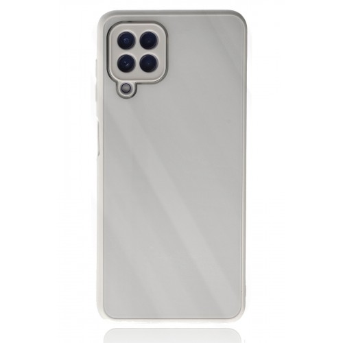 Newface Samsung Galaxy A22 Kılıf Glass Kapak - Beyaz Newface Samsung Galaxy A22 Kılıf Glass Kapak - Beyaz
