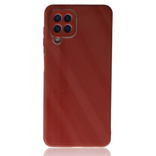 Newface Samsung Galaxy A22 Kılıf Glass Kapak - Bordo Newface Samsung Galaxy A22 Kılıf Glass Kapak - Bordo