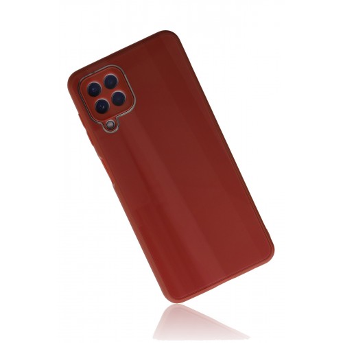 Newface Samsung Galaxy A22 Kılıf Glass Kapak - Bordo Newface Samsung Galaxy A22 Kılıf Glass Kapak - Bordo