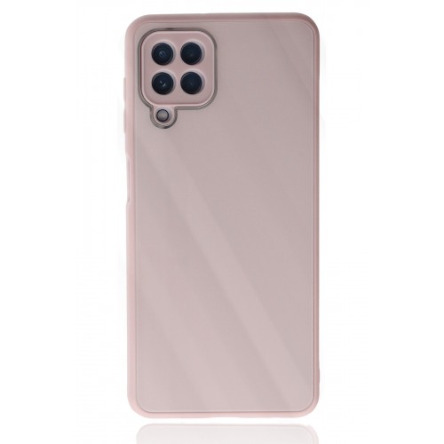 Newface Samsung Galaxy A22 Kılıf Glass Kapak - Pembe Newface Samsung Galaxy A22 Kılıf Glass Kapak - Pembe