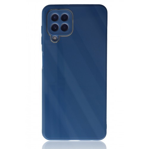 Newface Samsung Galaxy M32 Kılıf Glass Kapak - Mavi Newface Samsung Galaxy M32 Kılıf Glass Kapak - Mavi