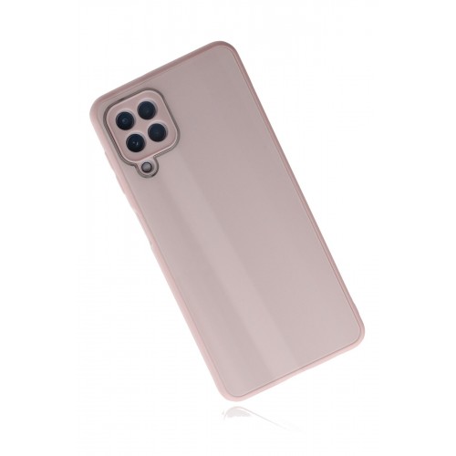 Newface Samsung Galaxy M32 Kılıf Glass Kapak - Pembe Newface Samsung Galaxy M32 Kılıf Glass Kapak - Pembe