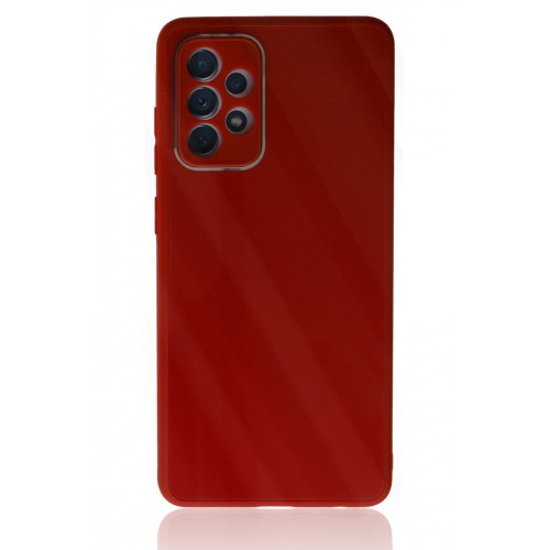 Newface Samsung Galaxy A72 Kılıf Glass Kapak - Bordo