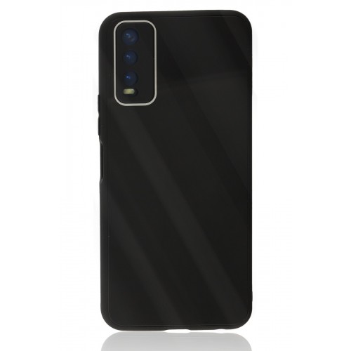 Newface Vivo Y20 Kılıf Glass Kapak - Siyah Newface Vivo Y20 Kılıf Glass Kapak - Siyah