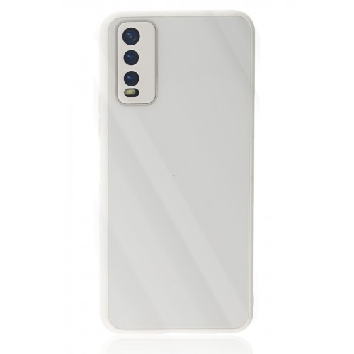 Newface Vivo Y20 Kılıf Glass Kapak - Beyaz Newface Vivo Y20 Kılıf Glass Kapak - Beyaz