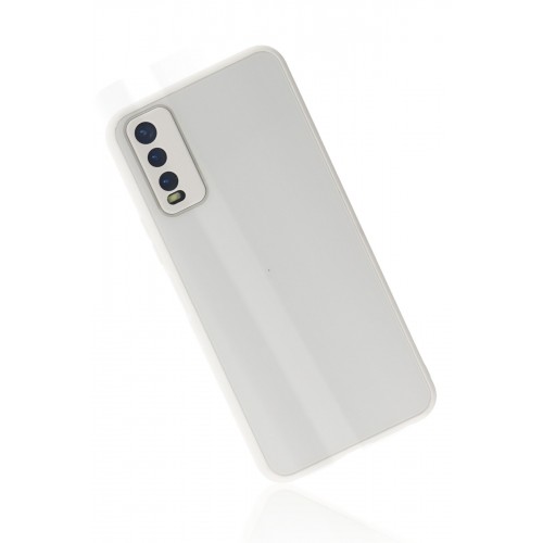 Newface Vivo Y20 Kılıf Glass Kapak - Beyaz Newface Vivo Y20 Kılıf Glass Kapak - Beyaz