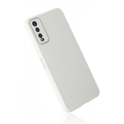 Newface Vivo Y20 Kılıf Glass Kapak - Beyaz Newface Vivo Y20 Kılıf Glass Kapak - Beyaz