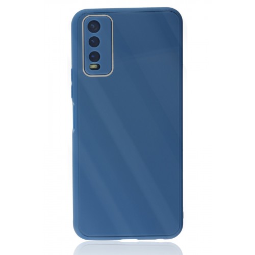 Newface Vivo Y20 Kılıf Glass Kapak - Mavi Newface Vivo Y20 Kılıf Glass Kapak - Mavi