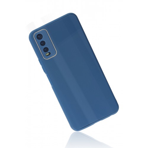 Newface Vivo Y20 Kılıf Glass Kapak - Mavi Newface Vivo Y20 Kılıf Glass Kapak - Mavi