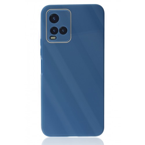 Newface Vivo Y33S Kılıf Glass Kapak - Mavi Newface Vivo Y33S Kılıf Glass Kapak - Mavi