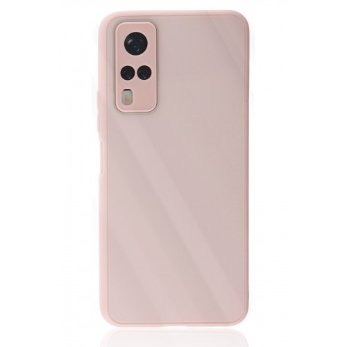 Newface Vivo Y53S Kılıf Glass Kapak - Pembe Newface Vivo Y53S Kılıf Glass Kapak - Pembe