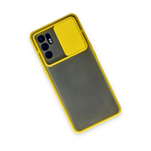 Newface Oppo Reno 6 Kılıf Palm Buzlu Kamera Sürgülü Silikon - Sarı Newface Oppo Reno 6 Kılıf Palm Buzlu Kamera Sürgülü Silikon - Sarı