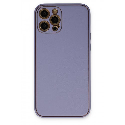 Newface iPhone 12 Pro Max Kılıf Coco Deri Silikon Kapak - Açık Lila