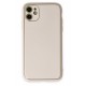 Newface iPhone 12 Kılıf Coco Deri Silikon Kapak - Beyaz Newface iPhone 12 Kılıf Coco Deri Silikon Kapak - Beyaz