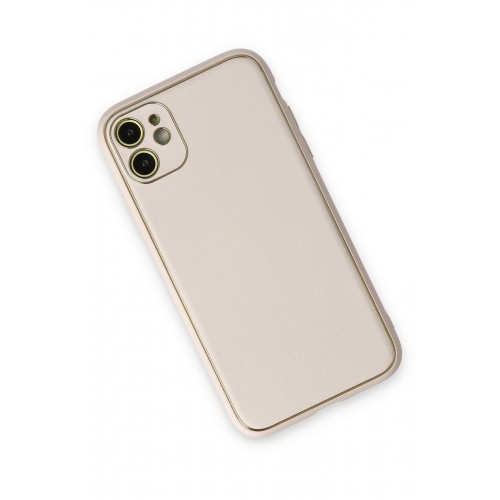 Newface iPhone 12 Kılıf Coco Deri Silikon Kapak - Beyaz Newface iPhone 12 Kılıf Coco Deri Silikon Kapak - Beyaz