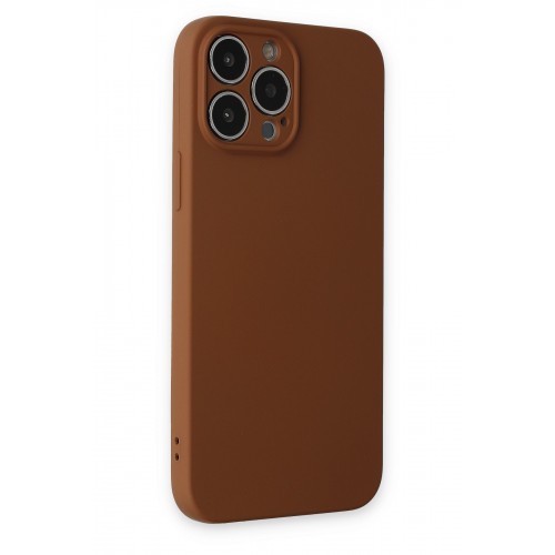 Newface iPhone 13 Pro Kılıf Nano içi Kadife Silikon - Kahverengi Newface iPhone 13 Pro Kılıf Nano içi Kadife Silikon - Kahverengi