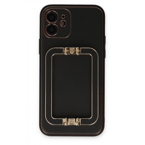 Newface iPhone 12 Kılıf Coco Elit Kapak - Siyah Newface iPhone 12 Kılıf Coco Elit Kapak - Siyah