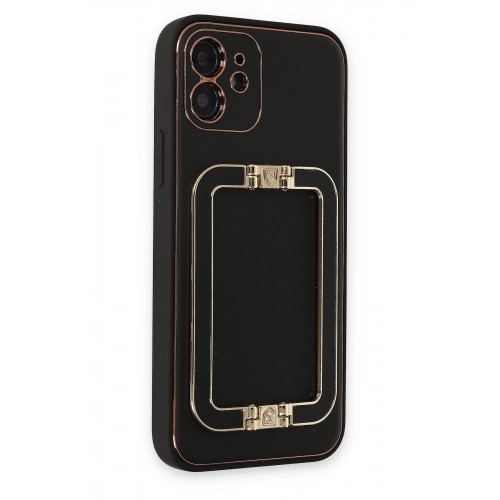 Newface iPhone 12 Kılıf Coco Elit Kapak - Siyah Newface iPhone 12 Kılıf Coco Elit Kapak - Siyah