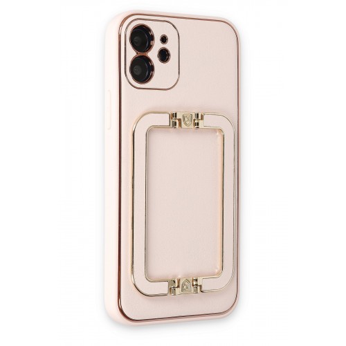 Newface iPhone 12 Kılıf Coco Elit Kapak - Pudra Newface iPhone 12 Kılıf Coco Elit Kapak - Pudra