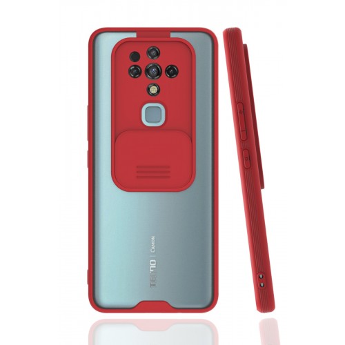 Newface Tecno Camon 16 Kılıf Platin Kamera Koruma Silikon - Kırmızı