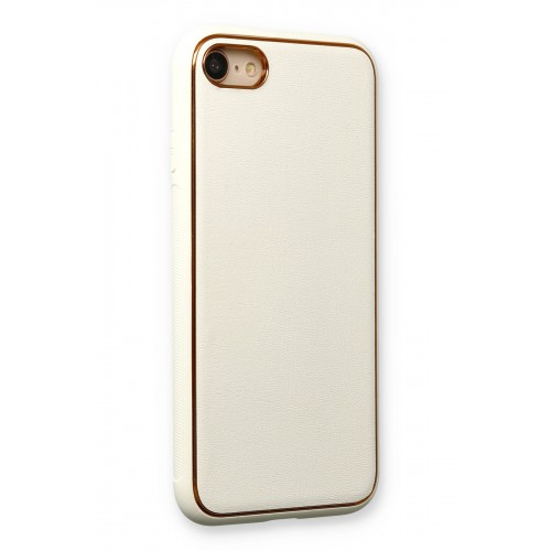 Newface iPhone 7 Kılıf Coco Deri Silikon Kapak - Beyaz Newface iPhone 7 Kılıf Coco Deri Silikon Kapak - Beyaz