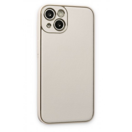 Newface iPhone 13 Kılıf Coco Deri Silikon Kapak - Beyaz Newface iPhone 13 Kılıf Coco Deri Silikon Kapak - Beyaz