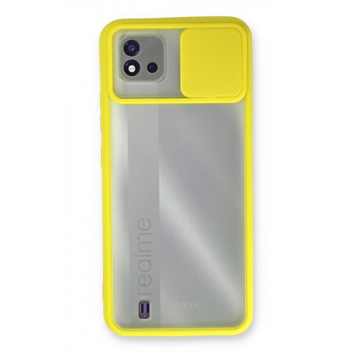 Newface Realme C11 2021 Kılıf Palm Buzlu Kamera Sürgülü Silikon - Sarı Newface Realme C11 2021 Kılıf Palm Buzlu Kamera Sürgülü Silikon - Sarı