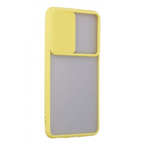 Newface Samsung Galaxy S21 FE Kılıf Palm Buzlu Kamera Sürgülü Silikon - Sarı Newface Samsung Galaxy S21 FE Kılıf Palm Buzlu Kamera Sürgülü Silikon - Sarı