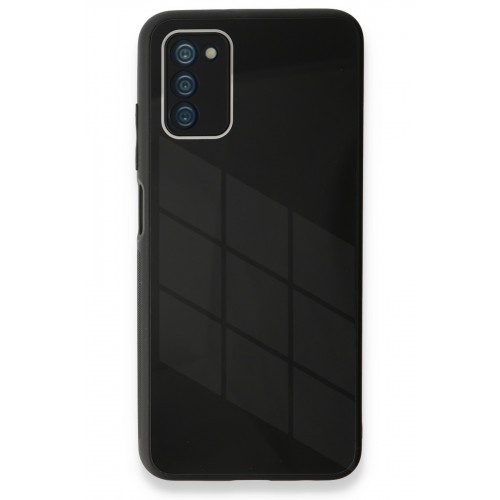 Newface Samsung Galaxy A03S Kılıf Glass Kapak - Siyah Newface Samsung Galaxy A03S Kılıf Glass Kapak - Siyah