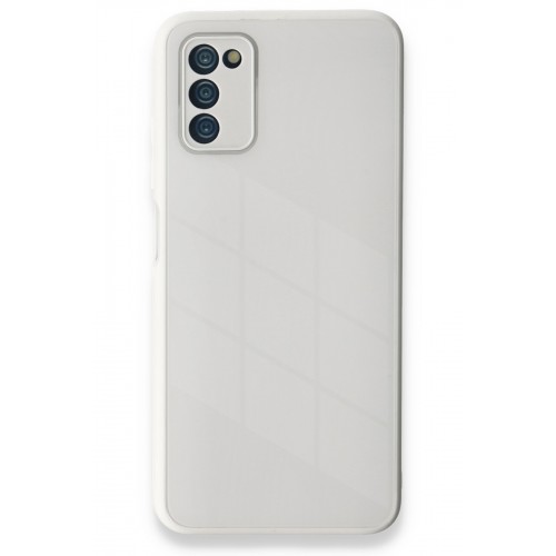 Newface Samsung Galaxy A03S Kılıf Glass Kapak - Beyaz Newface Samsung Galaxy A03S Kılıf Glass Kapak - Beyaz