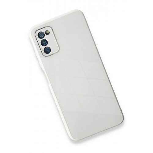 Newface Samsung Galaxy A03S Kılıf Glass Kapak - Beyaz Newface Samsung Galaxy A03S Kılıf Glass Kapak - Beyaz