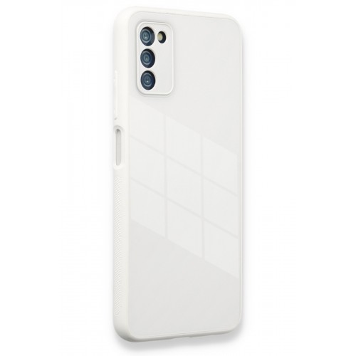 Newface Samsung Galaxy A03S Kılıf Glass Kapak - Beyaz Newface Samsung Galaxy A03S Kılıf Glass Kapak - Beyaz