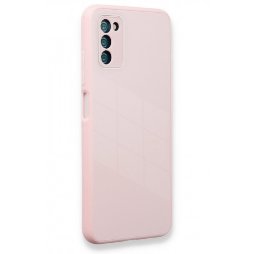 Newface Samsung Galaxy A03S Kılıf Glass Kapak - Pembe Newface Samsung Galaxy A03S Kılıf Glass Kapak - Pembe