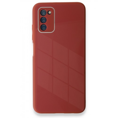 Newface Samsung Galaxy A03S Kılıf Glass Kapak - Bordo Newface Samsung Galaxy A03S Kılıf Glass Kapak - Bordo