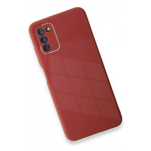 Newface Samsung Galaxy A03S Kılıf Glass Kapak - Bordo Newface Samsung Galaxy A03S Kılıf Glass Kapak - Bordo