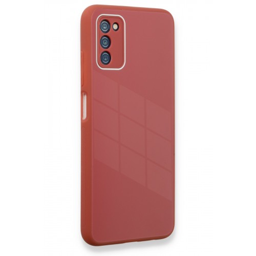 Newface Samsung Galaxy A03S Kılıf Glass Kapak - Bordo Newface Samsung Galaxy A03S Kılıf Glass Kapak - Bordo