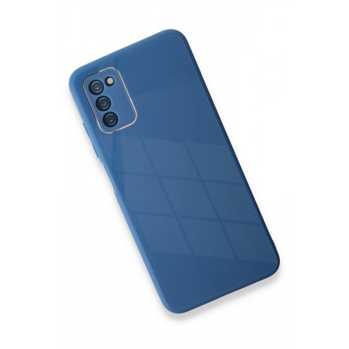 Newface Samsung Galaxy A03S Kılıf Glass Kapak - Mavi Newface Samsung Galaxy A03S Kılıf Glass Kapak - Mavi