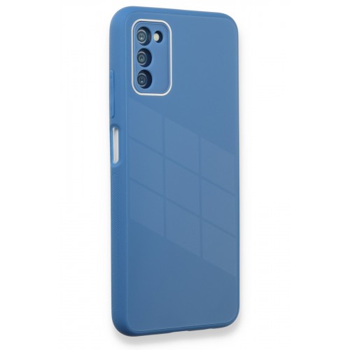 Newface Samsung Galaxy A03S Kılıf Glass Kapak - Mavi Newface Samsung Galaxy A03S Kılıf Glass Kapak - Mavi