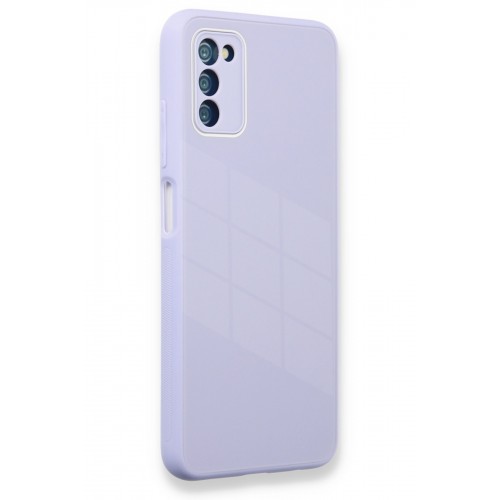 Newface Samsung Galaxy A03S Kılıf Glass Kapak - Lila Newface Samsung Galaxy A03S Kılıf Glass Kapak - Lila