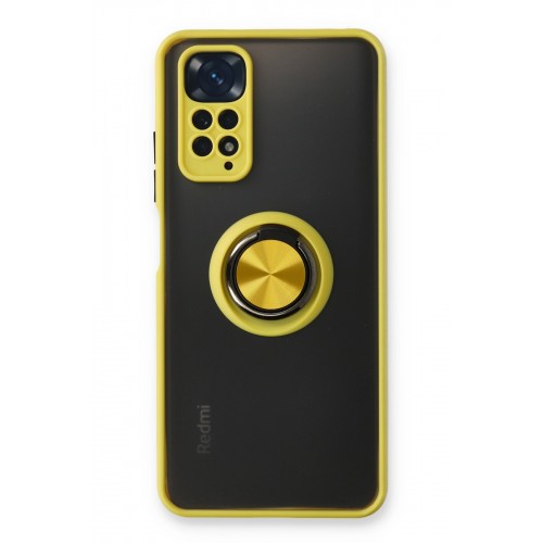 Newface Xiaomi Redmi Note 11 Kılıf Montreal Yüzüklü Silikon Kapak - Sarı Newface Xiaomi Redmi Note 11 Kılıf Montreal Yüzüklü Silikon Kapak - Sarı