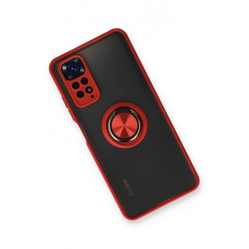Newface Xiaomi Redmi Note 11 Kılıf Montreal Yüzüklü Silikon Kapak - Kırmızı Newface Xiaomi Redmi Note 11 Kılıf Montreal Yüzüklü Silikon Kapak - Kırmızı