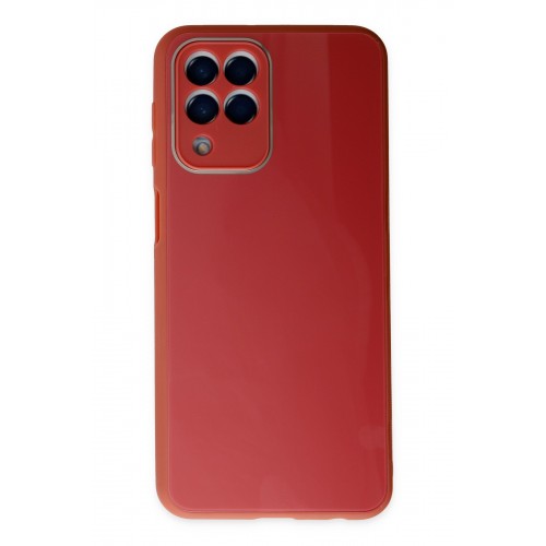 Newface Samsung Galaxy M33 Kılıf Glass Kapak - Bordo Newface Samsung Galaxy M33 Kılıf Glass Kapak - Bordo