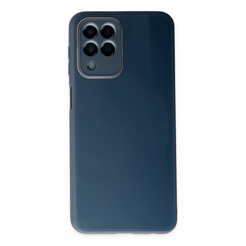 Newface Samsung Galaxy M33 Kılıf Glass Kapak - Mavi Newface Samsung Galaxy M33 Kılıf Glass Kapak - Mavi